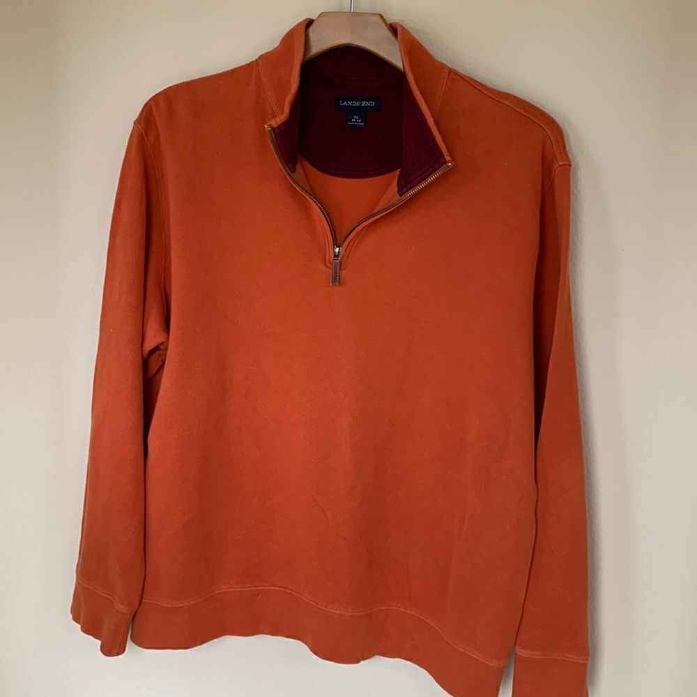 Rust Sweatshirt‎ LANDS END Men’s Quarter Zip Pullover XL